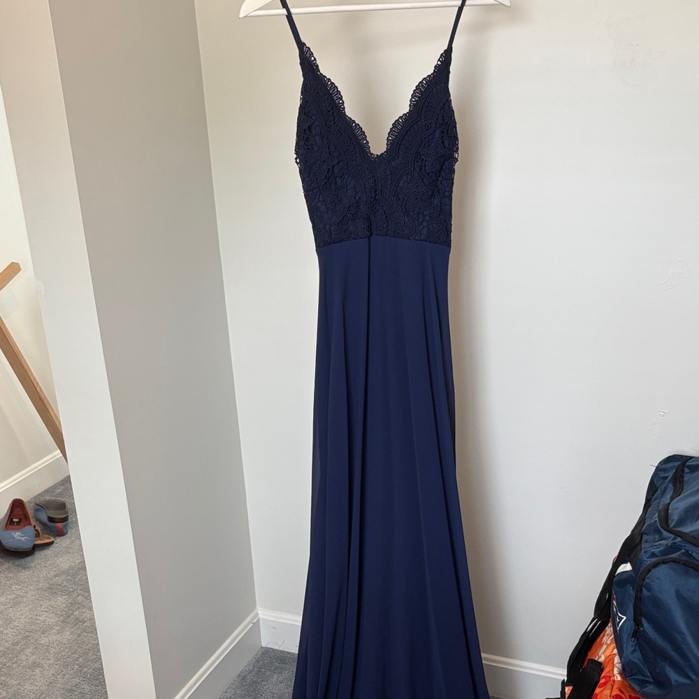 Lulu's Navy Blue Lace Maxi Dress